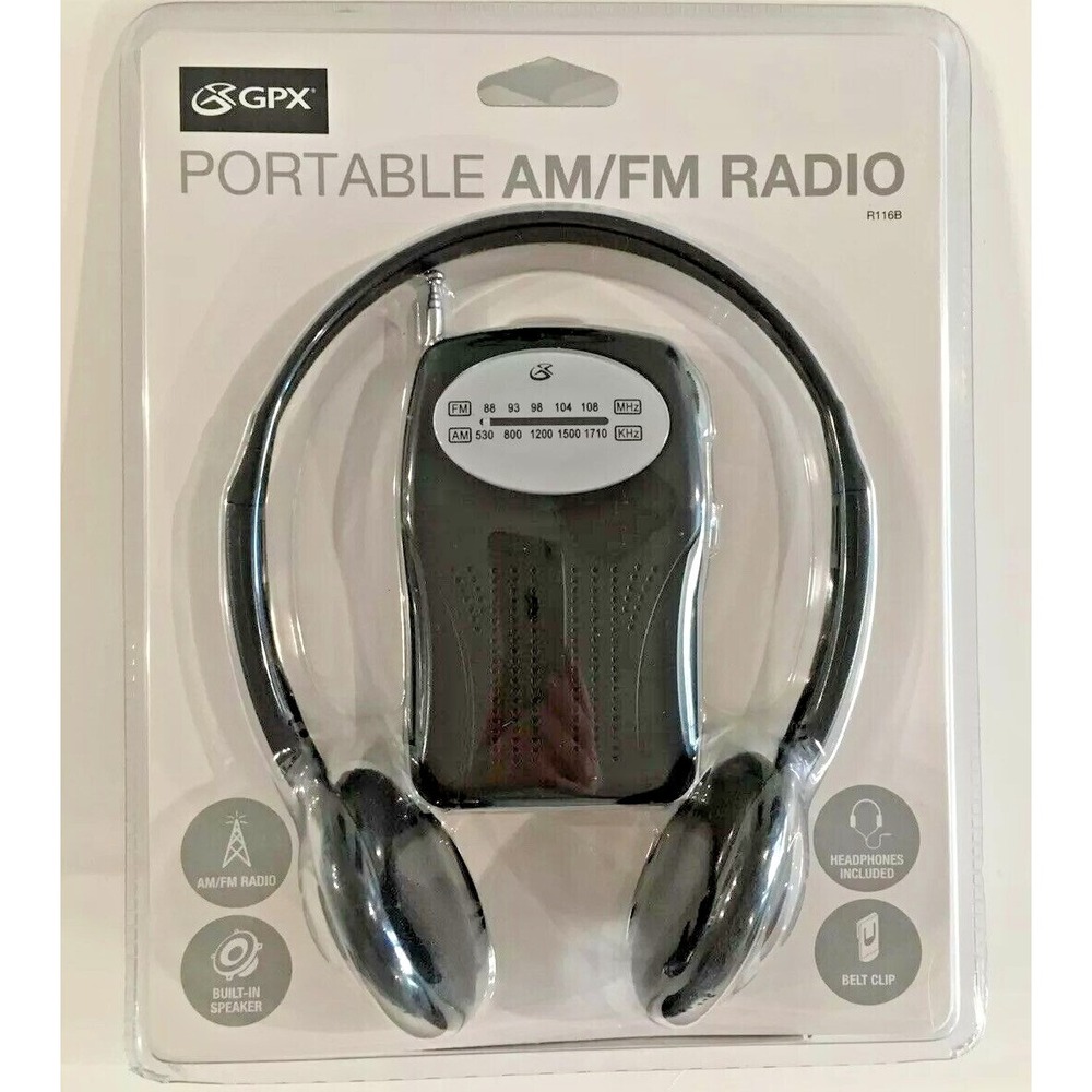 Gpx Portable AM FM Radio With Built In Speaker And‎ Belt Clip R116B